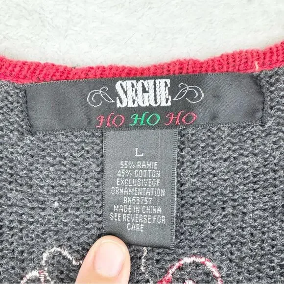 Vintage Holiday Grannycore Knit Zip Front Vest L Festive Ugly Christmas Sweater - Picture 10 of 13